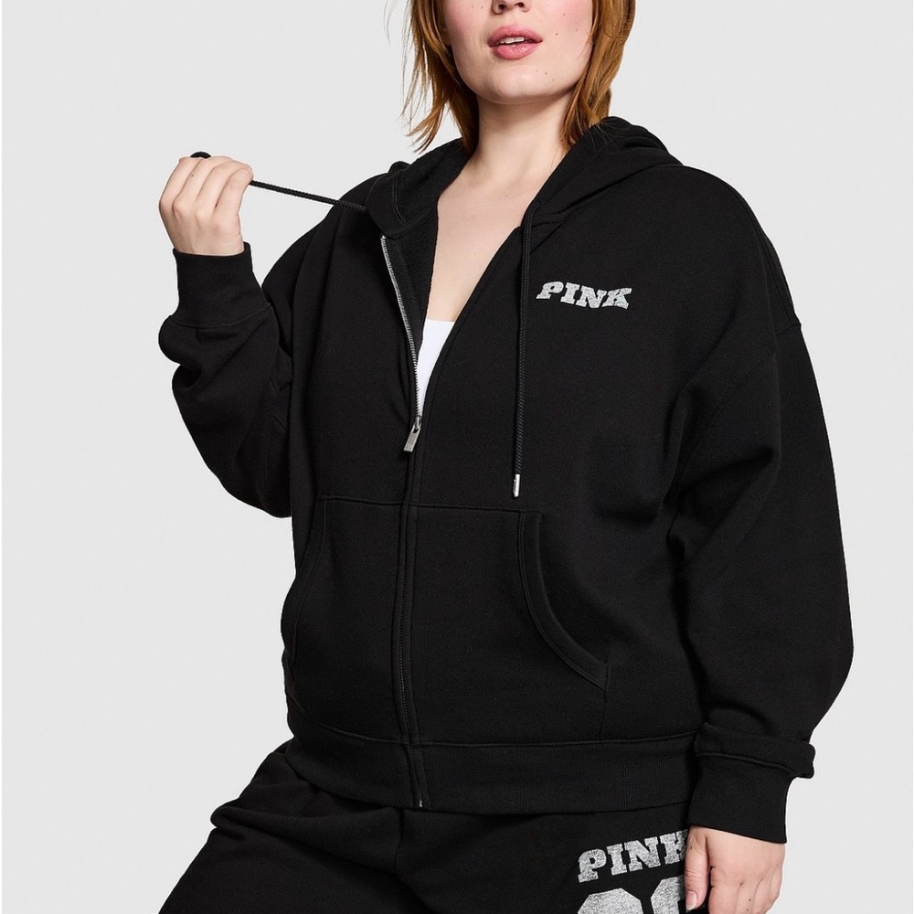 PINK Victoria's Secret Black Zip-Up Hoodie